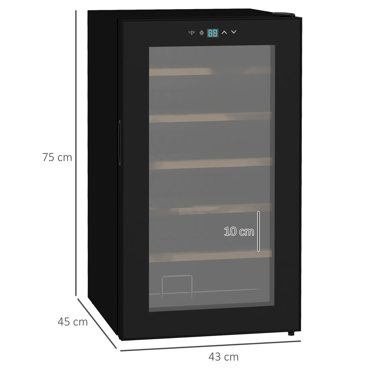 HOMCOM Weinkühlschrank 65 L Getränkekühlschrank für 24 Flaschen, 5-20°C, Schwarz