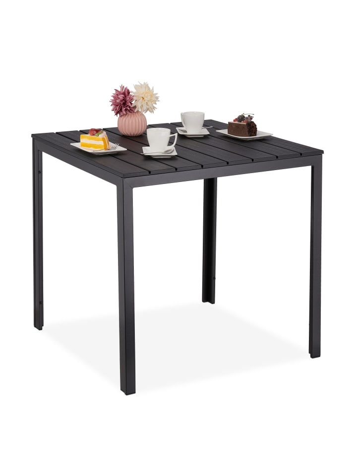 relaxdays Gartentisch in Schwarz - (B)78 x (H)74 x (T)78 cm günstig kaufen onesize
