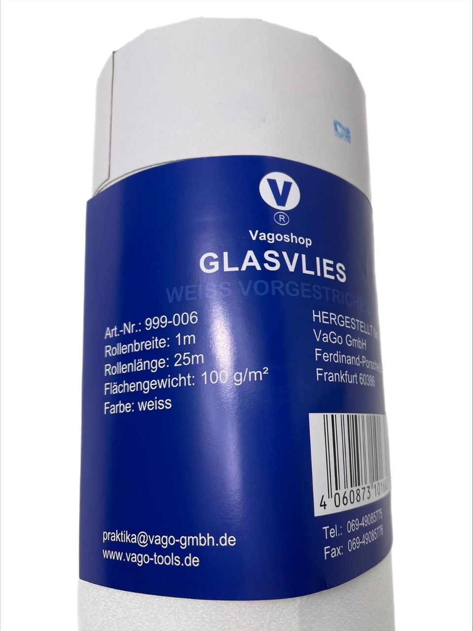 Vago-Tools Glasfaservlies Vorgestrichen 100g/m² Anstrichvlies Malervlies 2x 25m²
