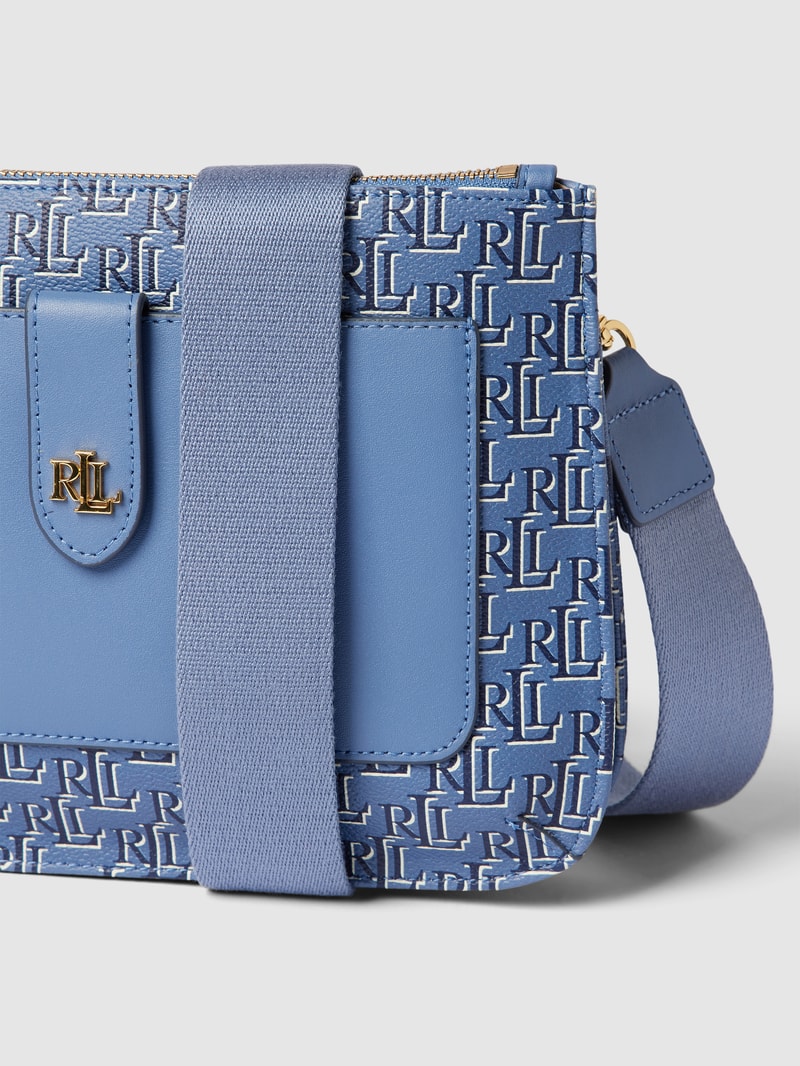 Umhängetasche mit Allover-Logo Modell 'JAMEY' in blau