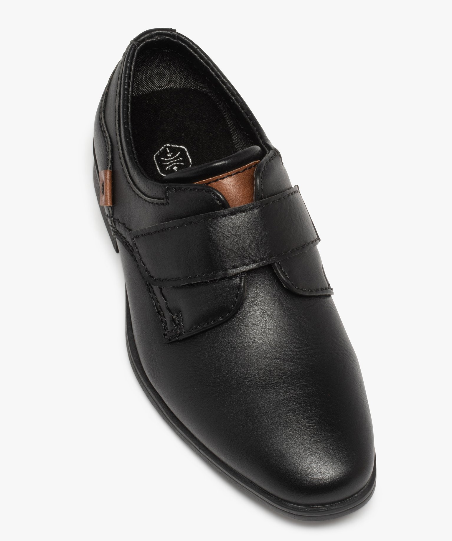 Derbies Garçon unis à scratch avec bout amande noir | GEMO
