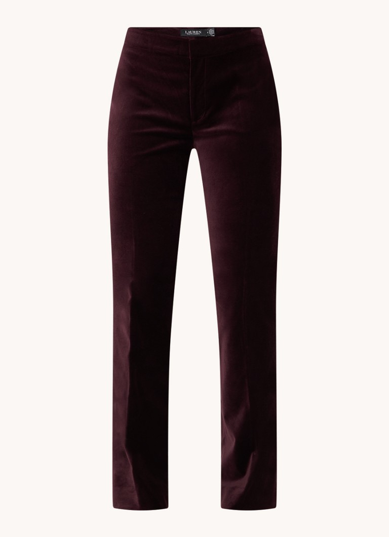 Žametne hlače z ravnim krojem Ralph Lauren s srednjim pasom