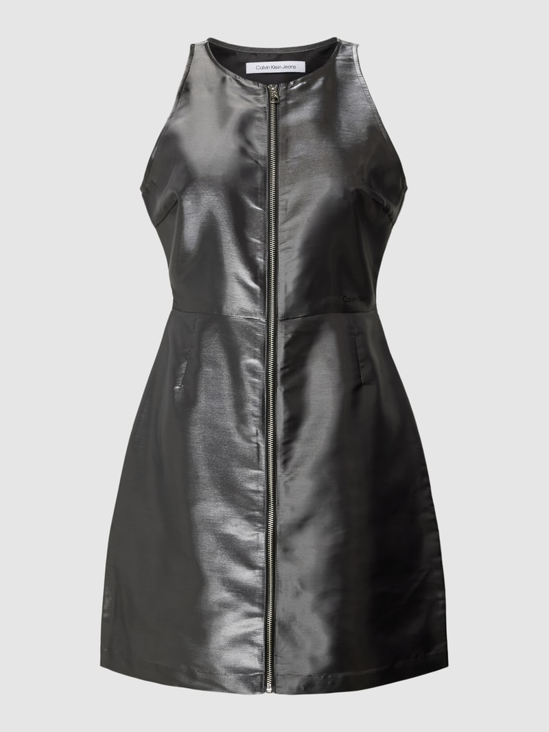 Minikleid mit Label-Detail in silber