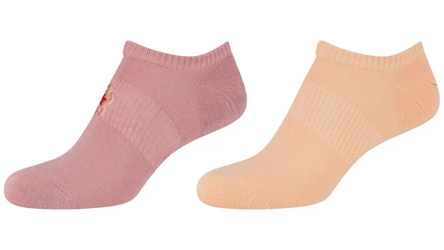 s.Oliver Damen Sneaker Socken Silky Touch Rib Mini 2er Pack rosa, orange
