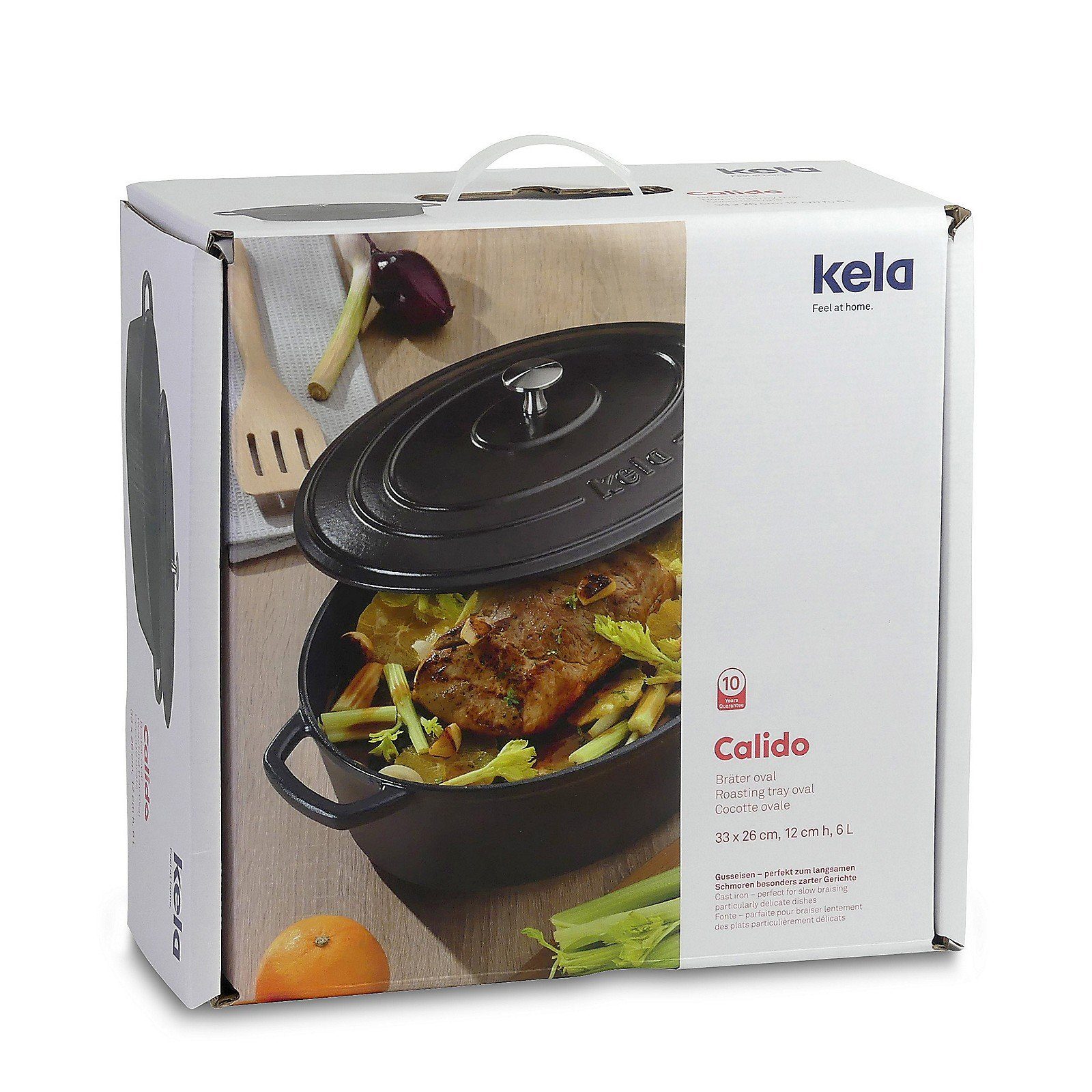 kela Bräter Calido, Gusseisen, emailliert, gute Wärmespeicherung, Induktion, Allherdboden, bis 300°C