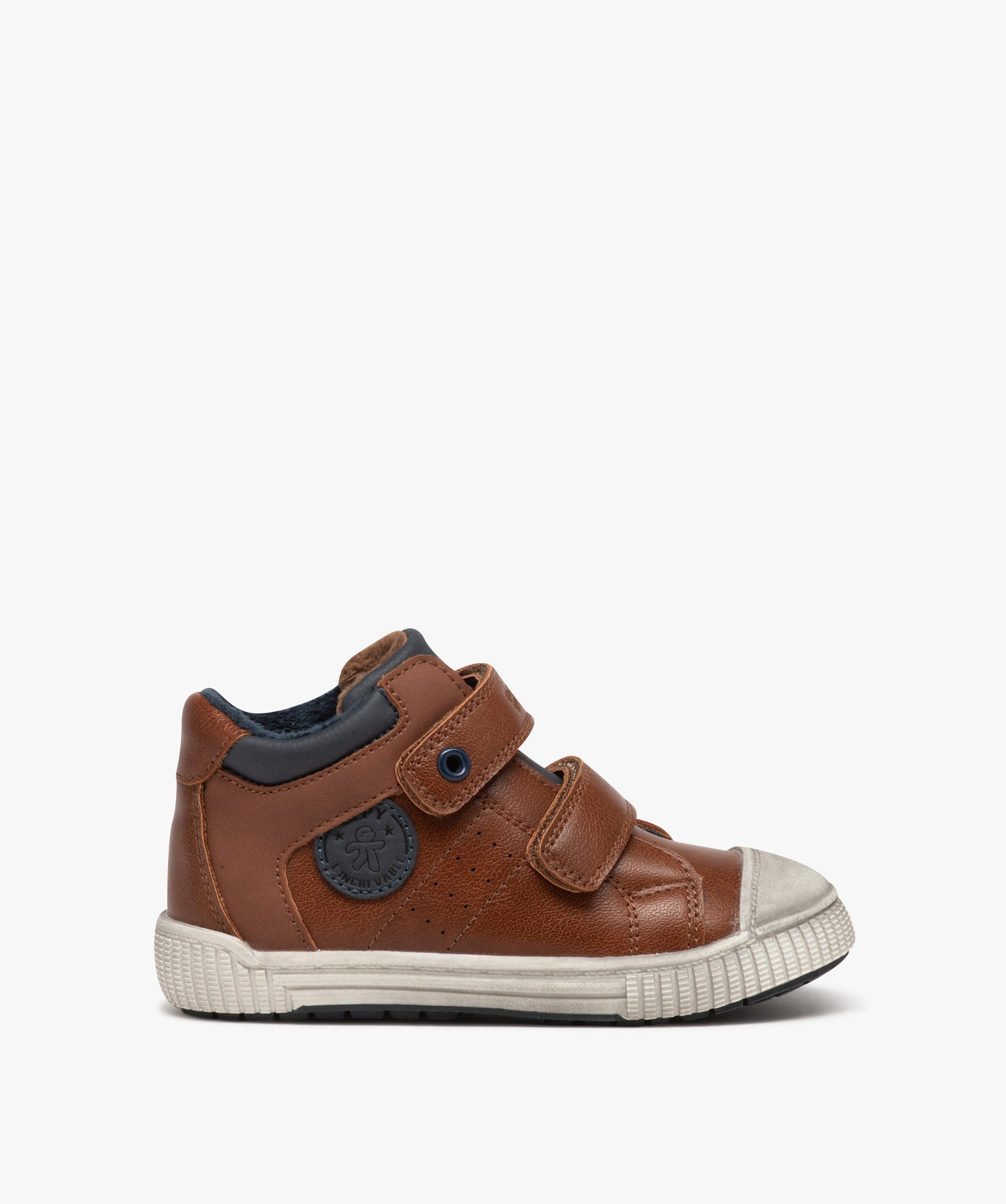 Baskets Garçon mid-cut bicolores à double scratch - Gepy camel | GEMO