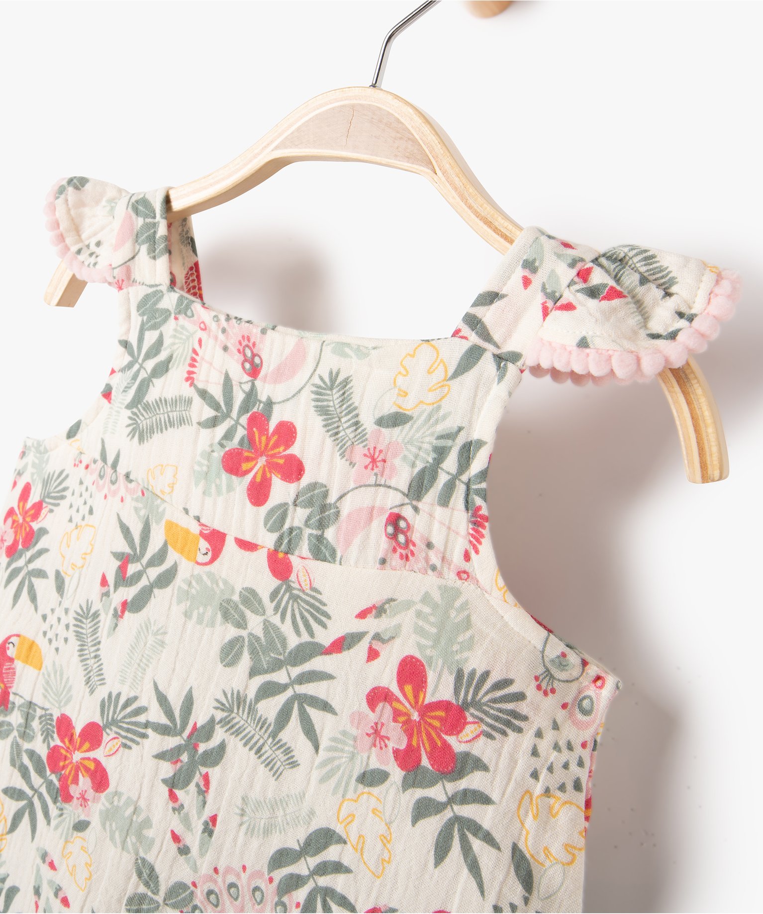 Combishort fille à bretelles imprimé tropical vert | GEMO