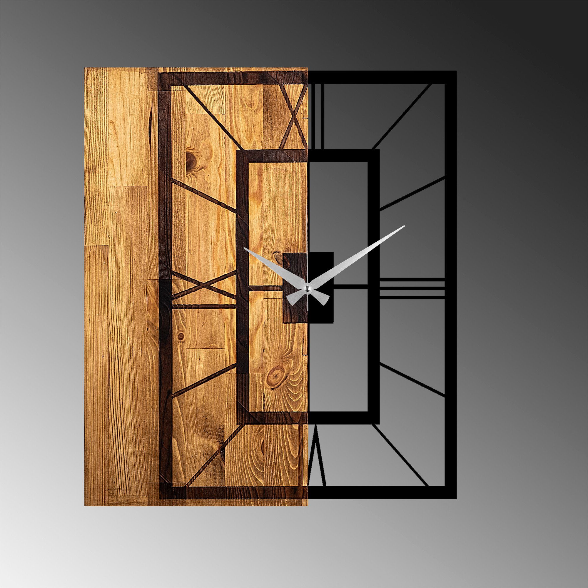 Wallity Wanduhr TNL1137, Leichte,Walnuss, Wanduhren, 49 x 3 x 58 cm, 100% Holz