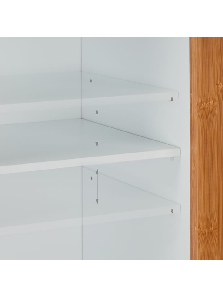 relaxdays Badezimmerschrank in Weiß/ Natur - (B)40 x (H)190 x (T)30 cm günstig kaufen onesize