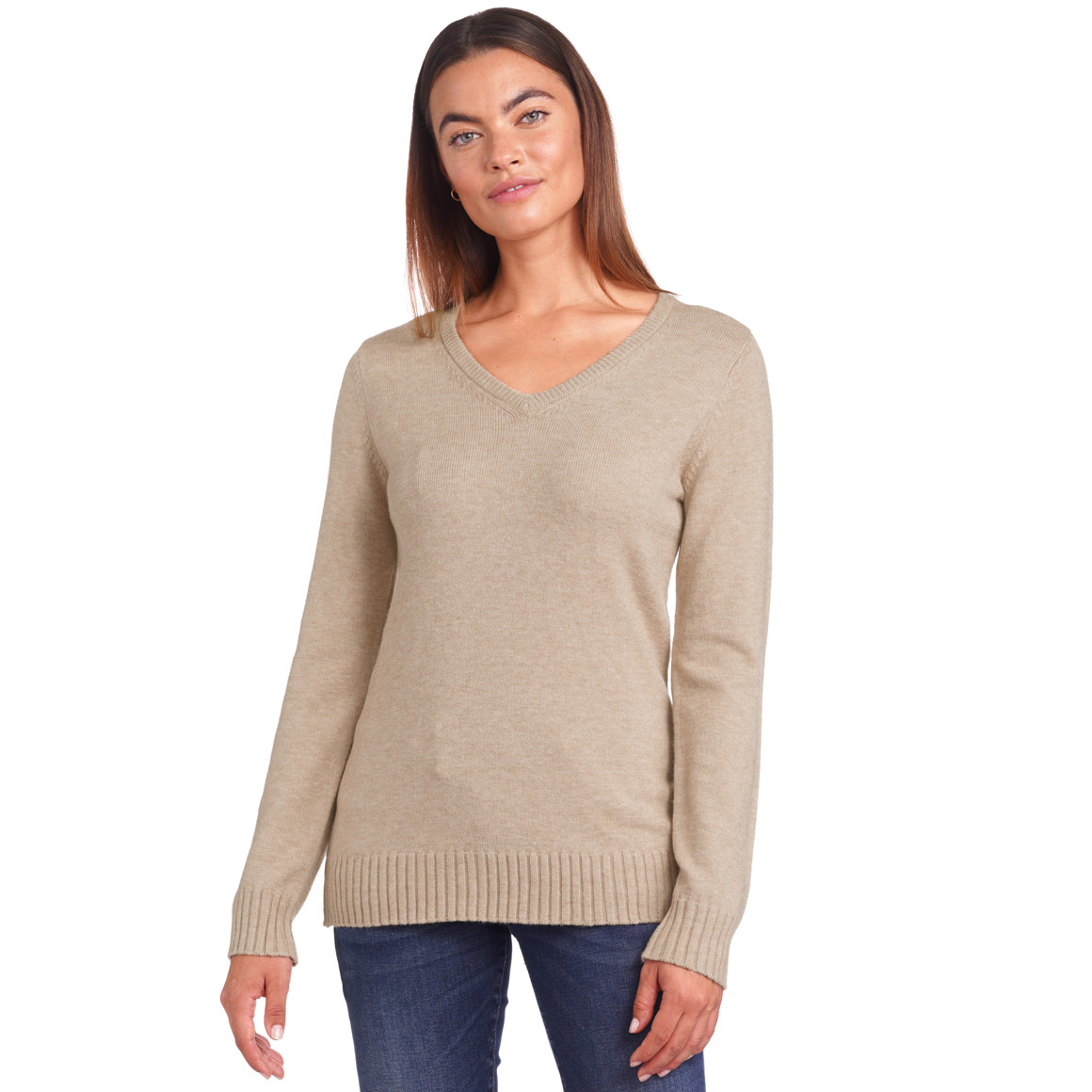Damen Feinstrickpullover mit V-Ausschnitt