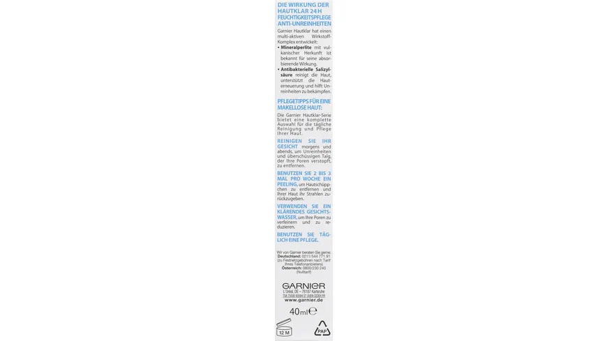 Hautklar Feutigkeits-Tagescreme gegen Hautunreinheiten 40ml 40 ml