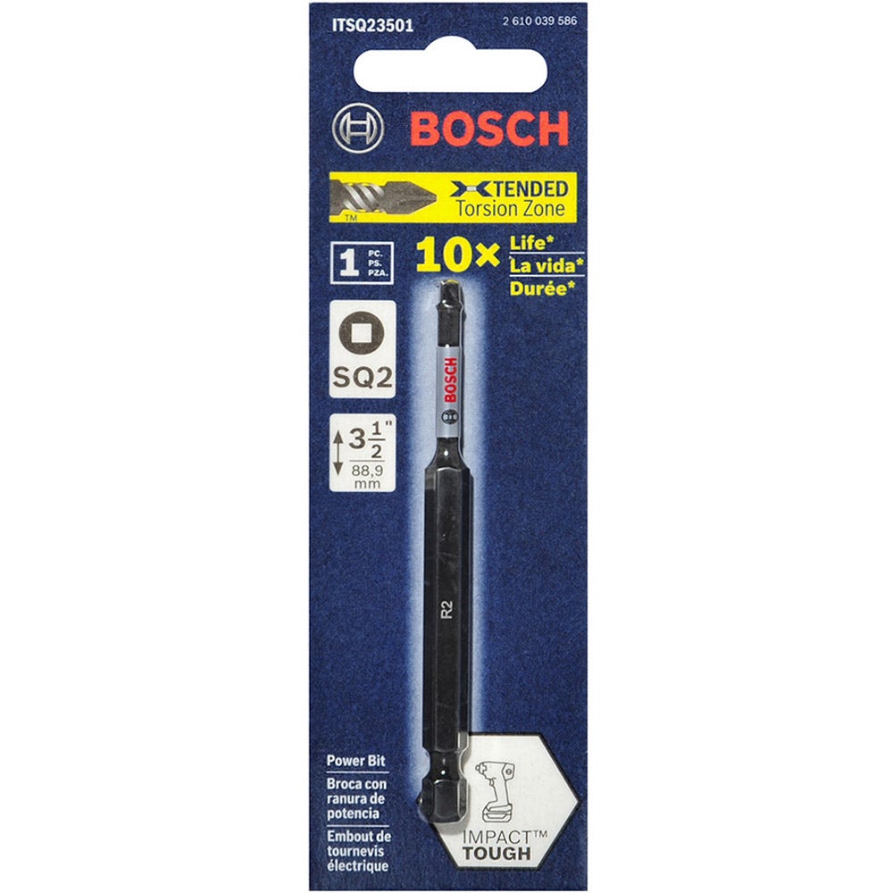 Pontas de chave de impacto BOSCH R2 x 90 mm Robertson/Quadrada – RESISTENTES A IMPACTOS