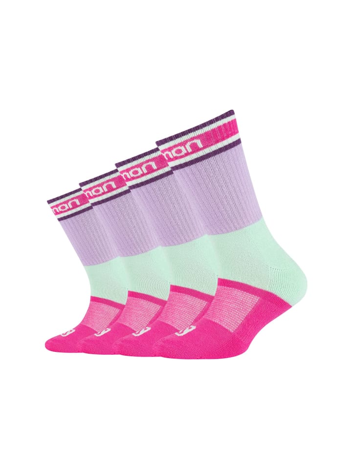 SALOMON Kindersportsocken 4er Pack cushioned in Viola / Honeydew günstig kaufen 27-30