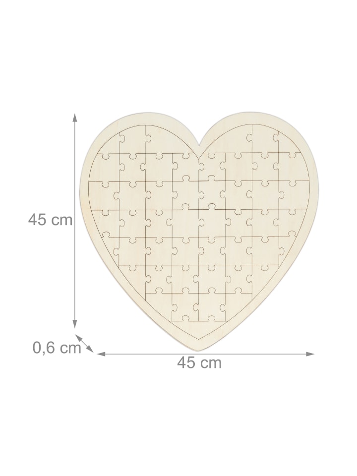 relaxdays Herzpuzzle in Natur günstig kaufen onesize