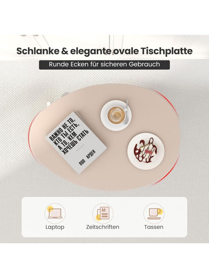 COSTWAY Beistelltisch höhenverstellbar mit Rollen in Rosa günstig kaufen onesize