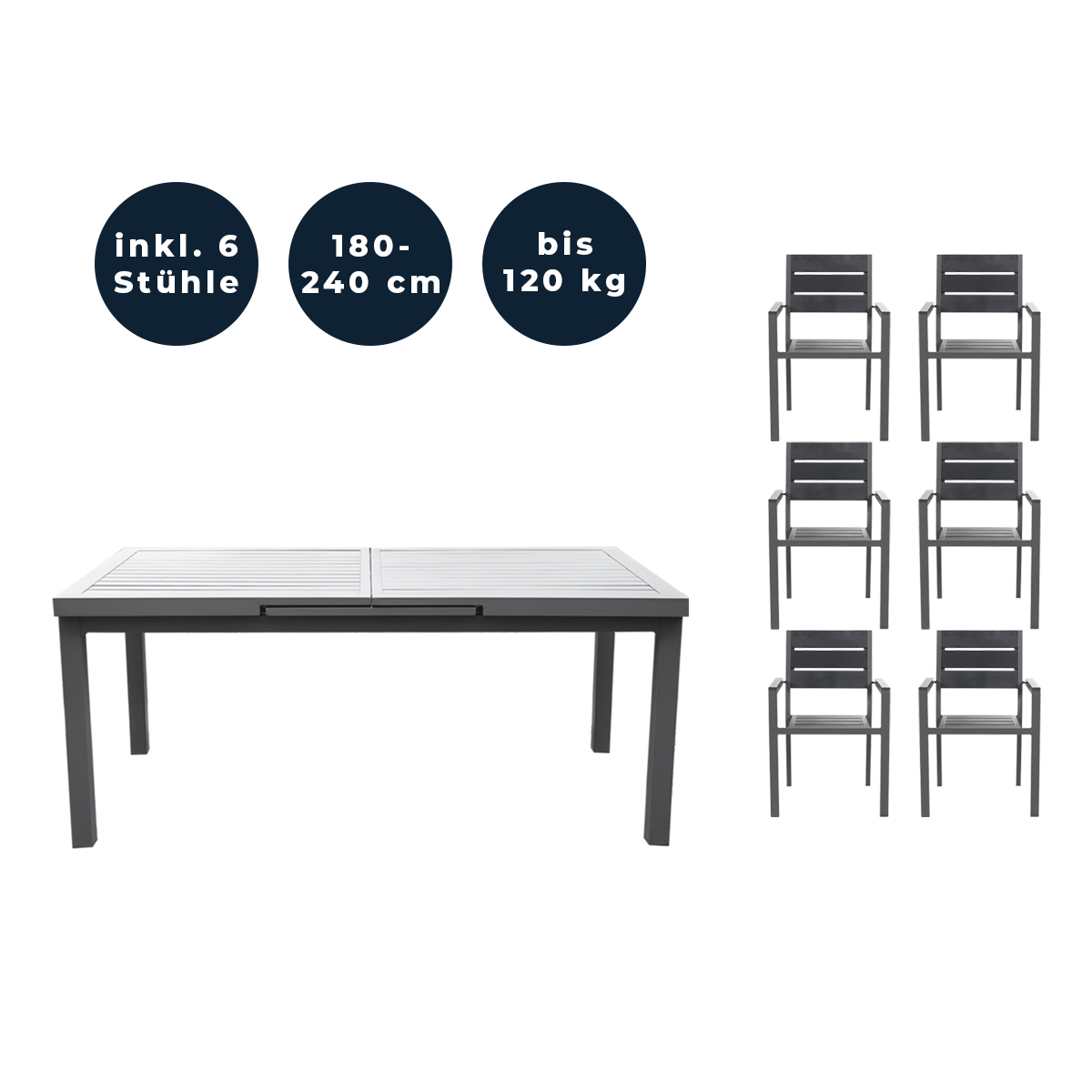 Home Deluxe Sitzgruppe CALIDO MADERA 6 Stühle