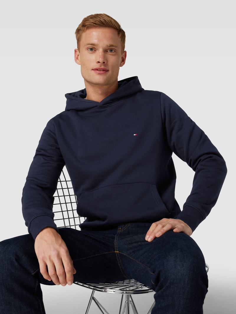 Hoodie mit Logo-Stitching Modell 'FLAG' in marineblau