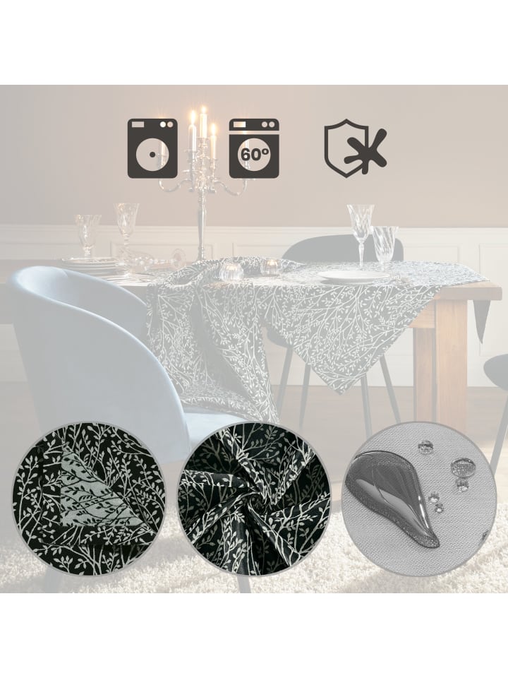 Erwin Müller Jacquard Tischdecke Malaga in schwarz günstig kaufen