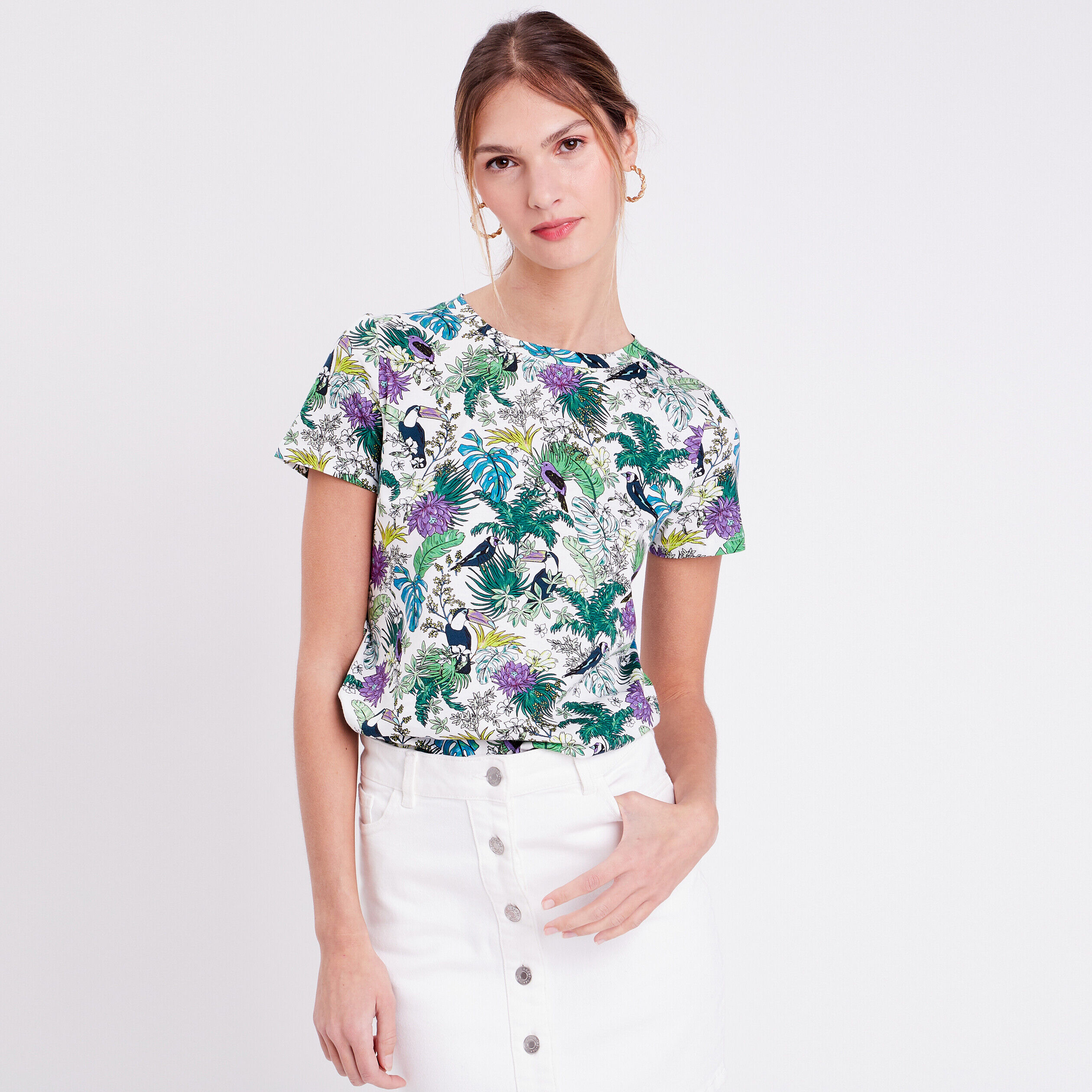 T-shirt manches courtes blanc femme | Cache Cache