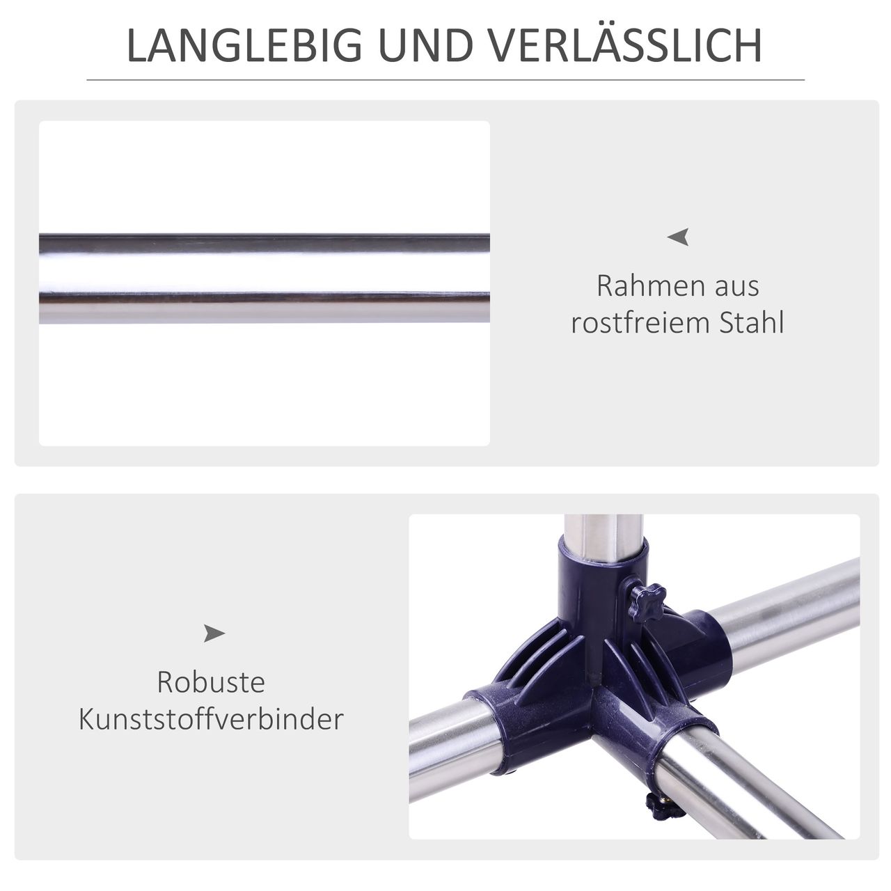 HOMCOM Garderobenständer Kleiderständer höhenverstellbar rollbar 0 Garderobe Ständer Stand Wäsche Klamotten Kleidung Kleidungsständer Aufbewahrung