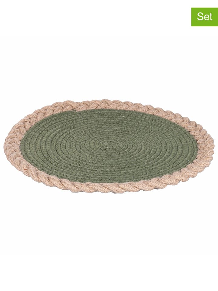 Villa d´Este 3er-Set: Tischsets in Grün/ Beige - Ø 38 cm günstig kaufen onesize