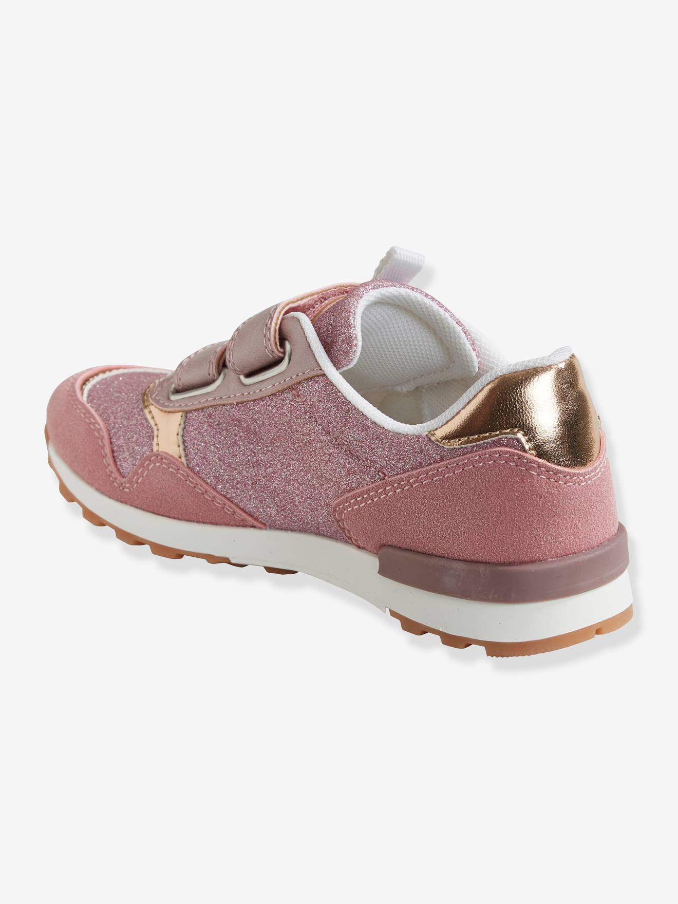 Baskets scratchées fille esprit running rose clair