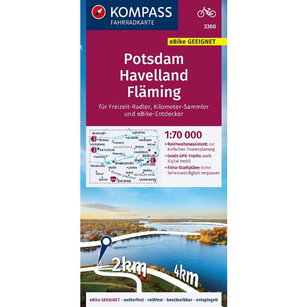 KOMPASS FAHRRADKARTE 3360 POTSDAM, HAVELLAND, FLÄMING
