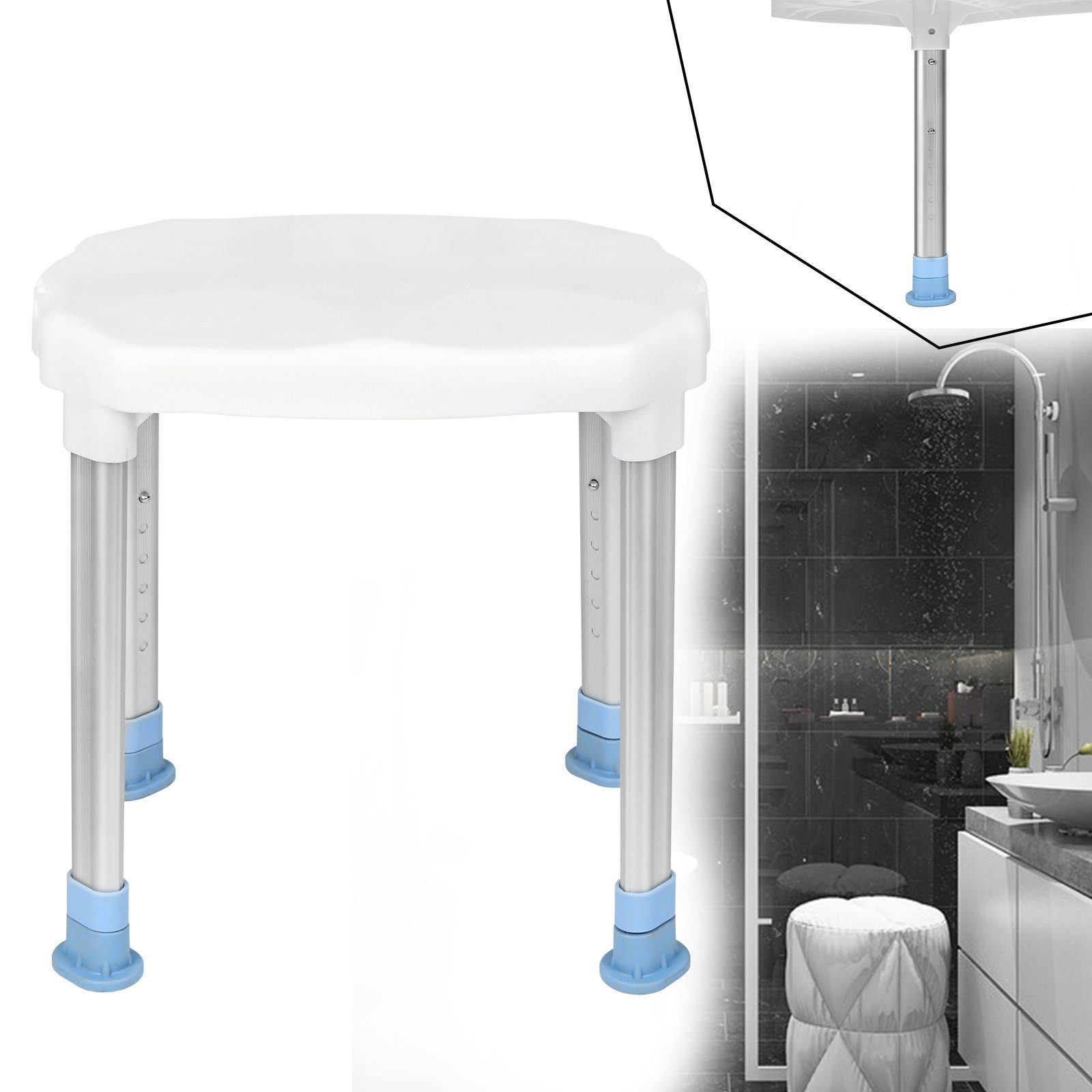 AUFUN Badewannensitz Duschhocker, belastbar bis 150 kg, Höhenverstellbar Sitz