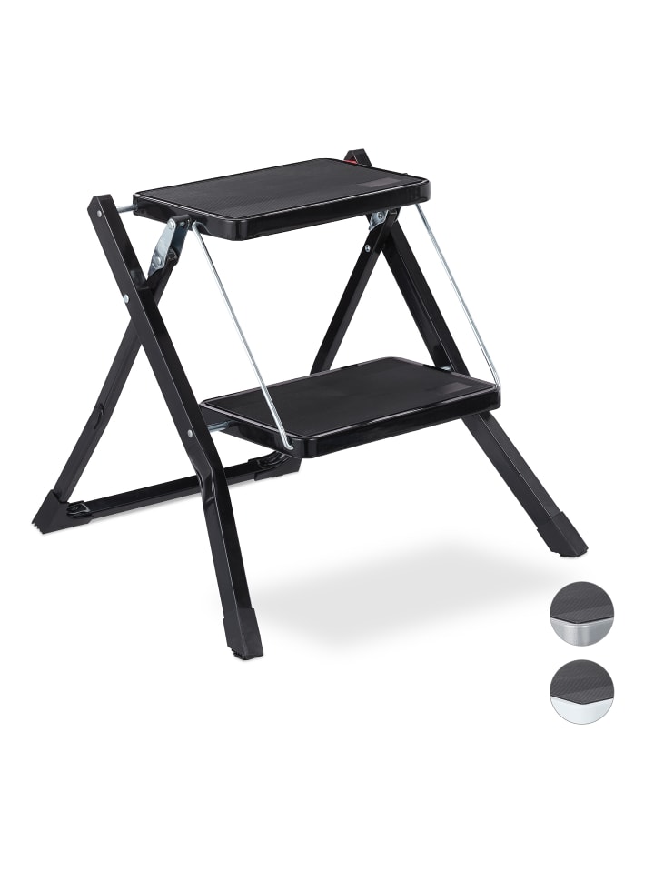 relaxdays Trittleiter in Schwarz - (B)50 x (H)45 x (T)50 cm günstig kaufen onesize