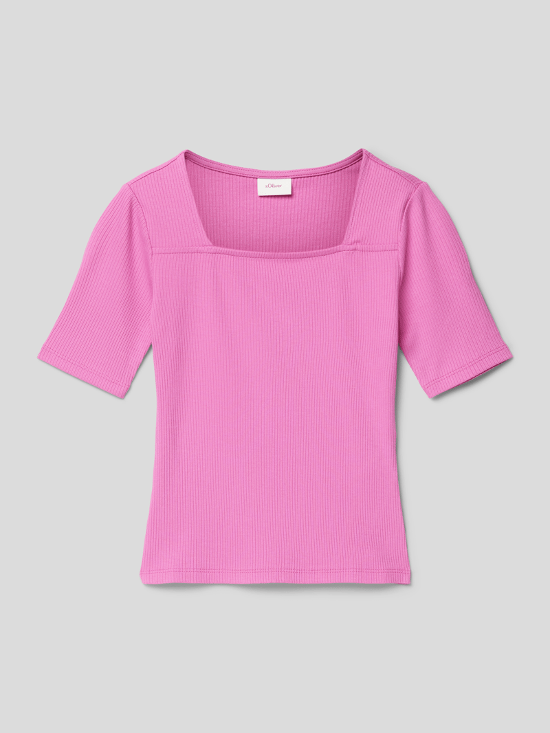 T-Shirt mit Karree-Ausschnitt in pink