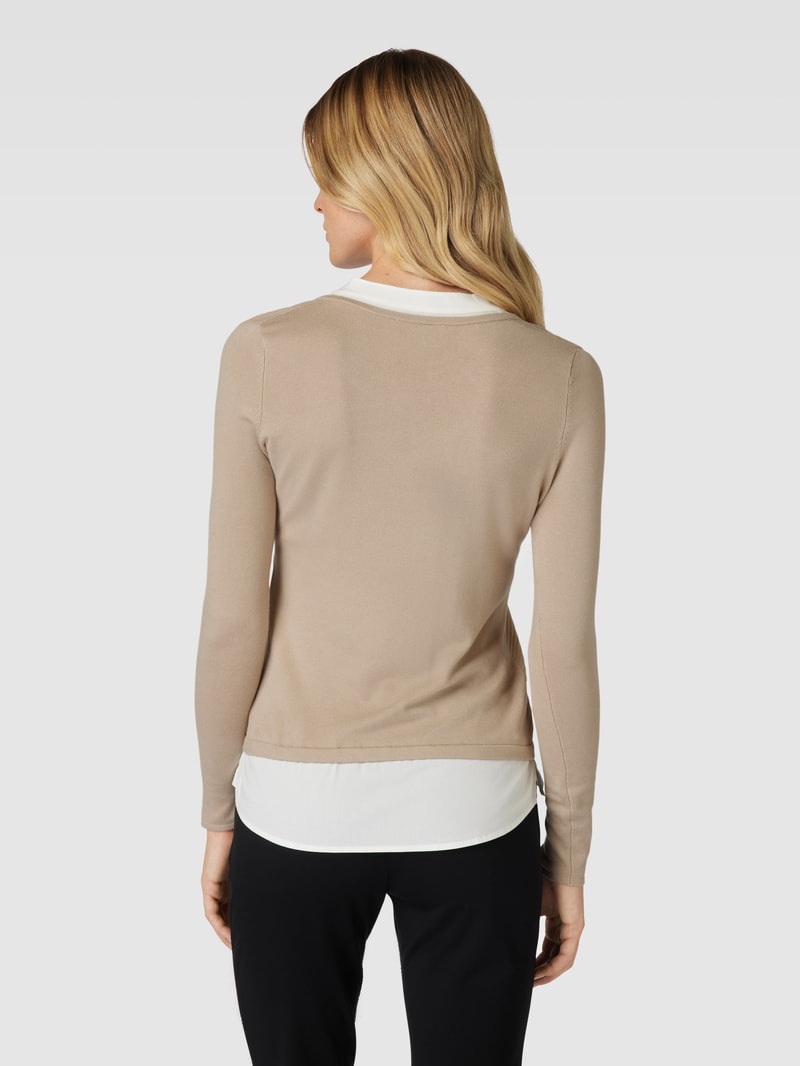 Strickpullover im Double-Layer-Look in sand