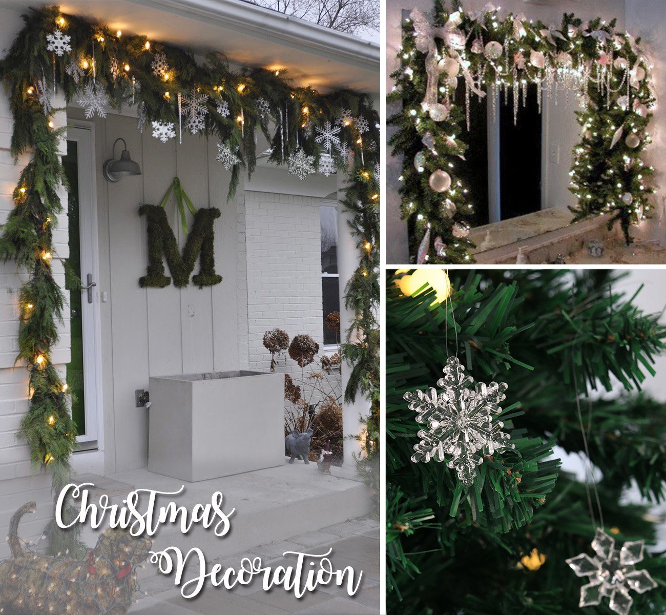Homewit Christbaumschmuck 24tlg hängende Acryl Schneeflocke und Eiszapfen Ornamente