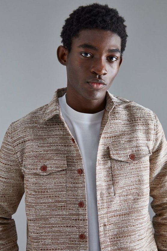 Bouclee-Overshirt mit Tasche