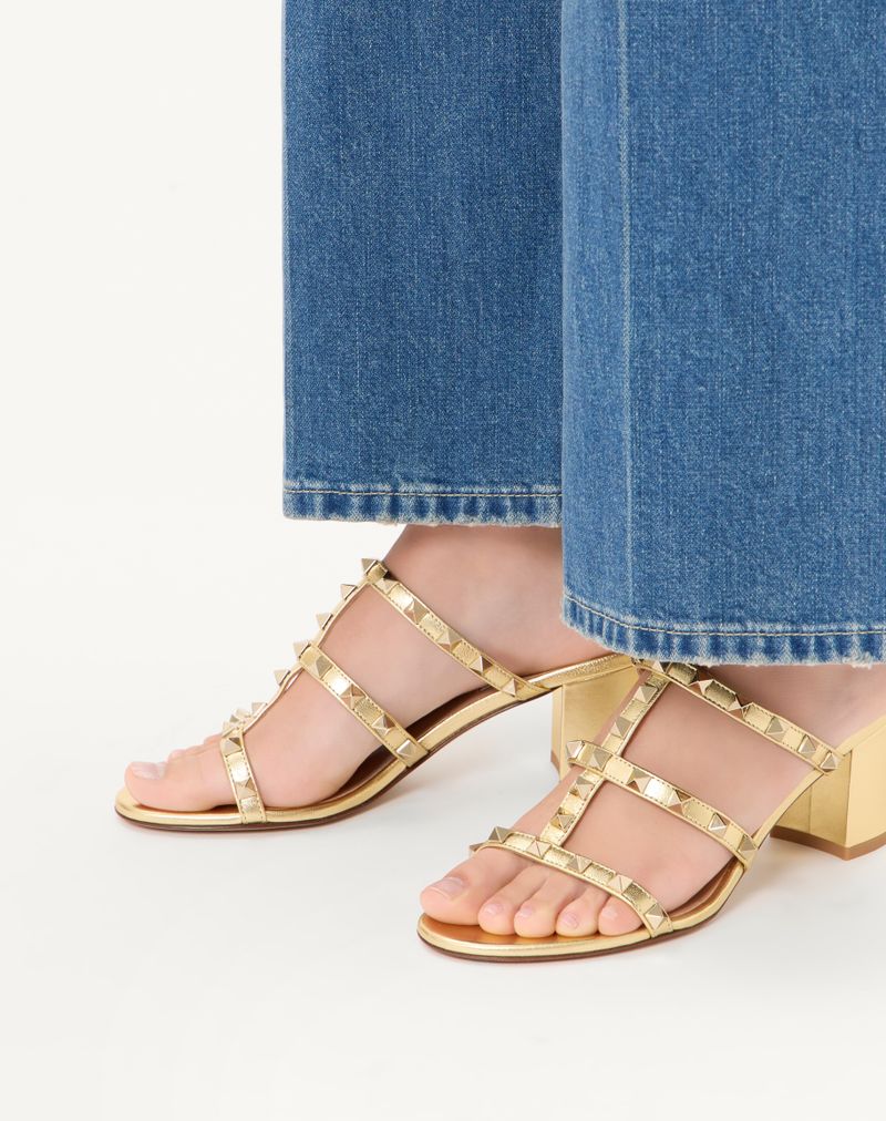 Slide Rockstud Sandal i lamineret nappa 60mm