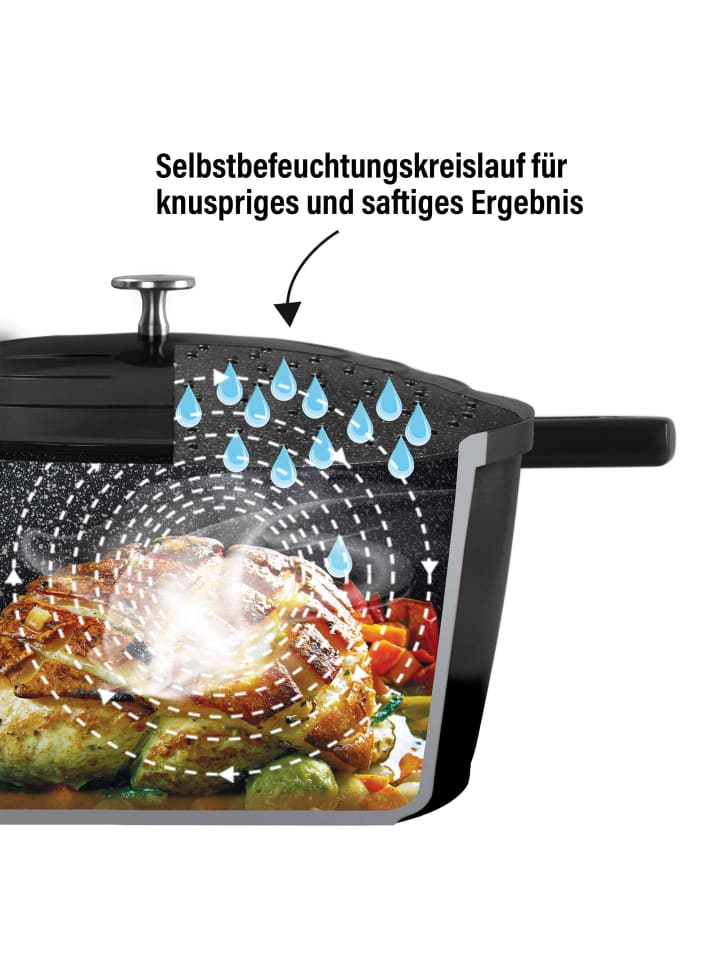 Stoneline Cocotte Bräter Rund 20 cm | mit Deckel in Schwarz günstig kaufen Ø 20 cm