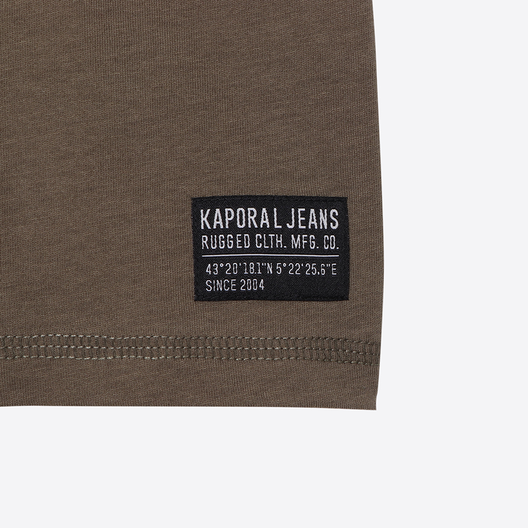 ODELL  T-shirt Garçon régular kaki avec poche zippée en 100% coton