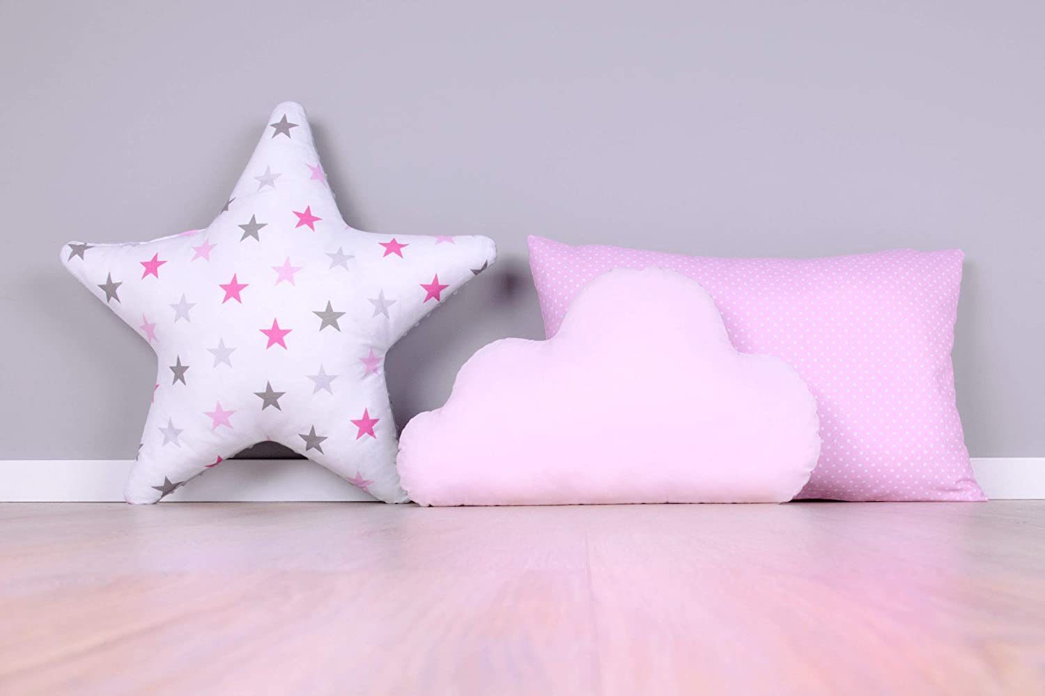 Amilian Dekokissen (Made in EU) 3er Set: 1 x Sternkissen, 1 x Wolkenkissen, 1 x Dekokissen, Zierkissen, Kopfkissen, für Schlafzimmer; Sofa; Babyzimmer; Kinderbett