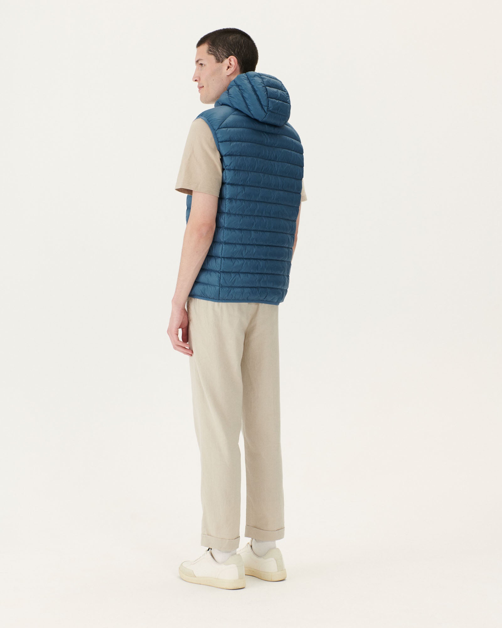 Doudoune sans manches à capuche Bleu jeans Pat