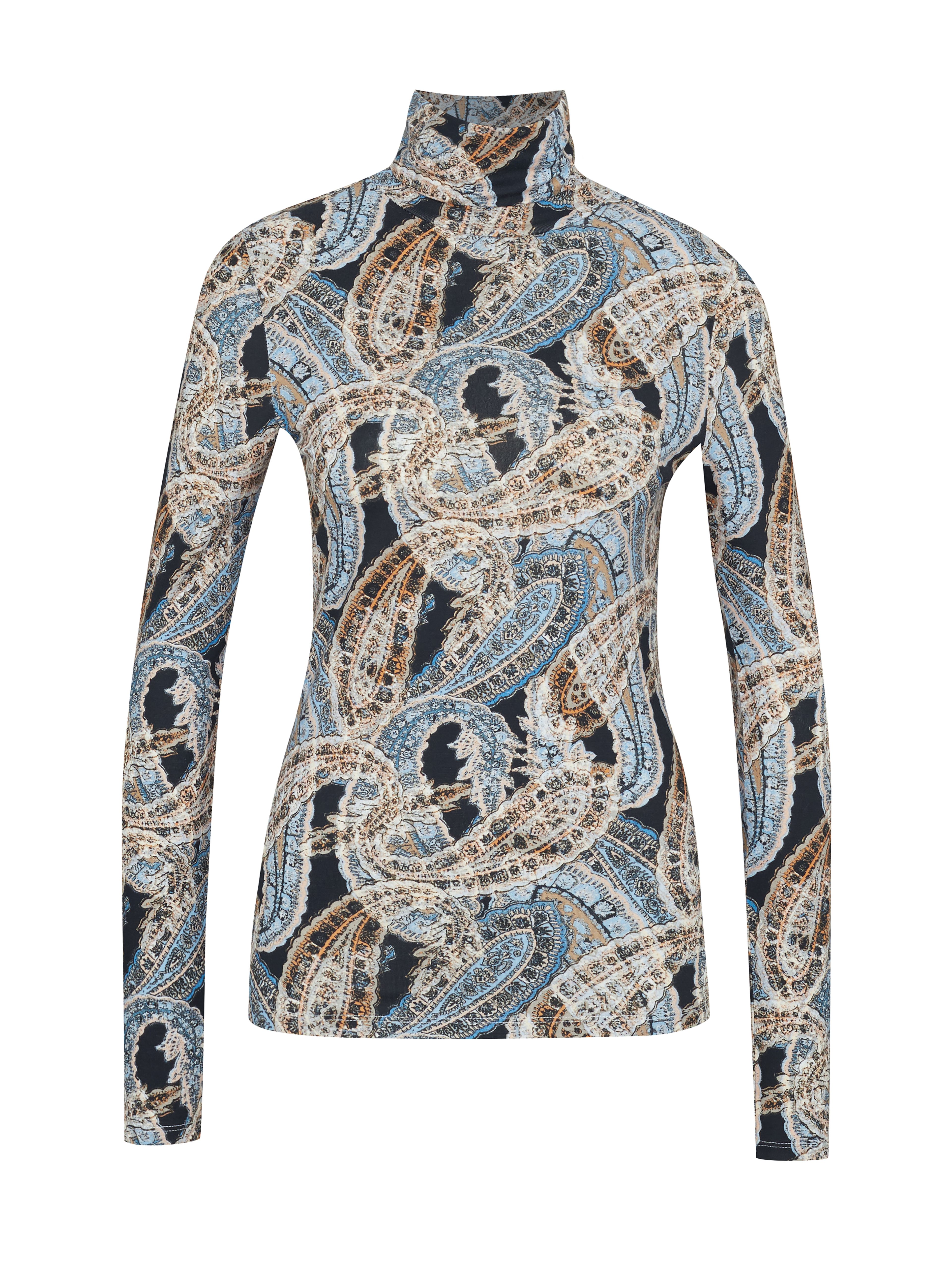 Blau gemusterter Damen-Rollkragenpullover ORSAY