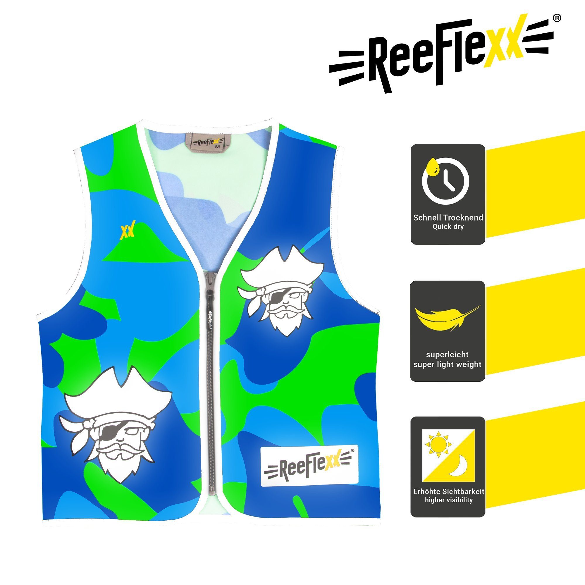 ReeFlexx Warnweste Blue Camou Pirate - Kinderweste