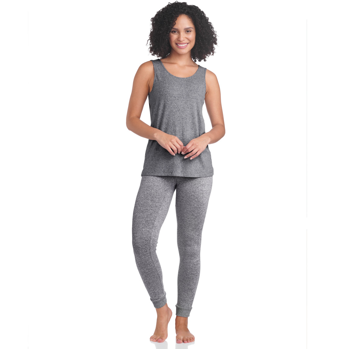 Damen Loungewear-Top in Melange-Optik