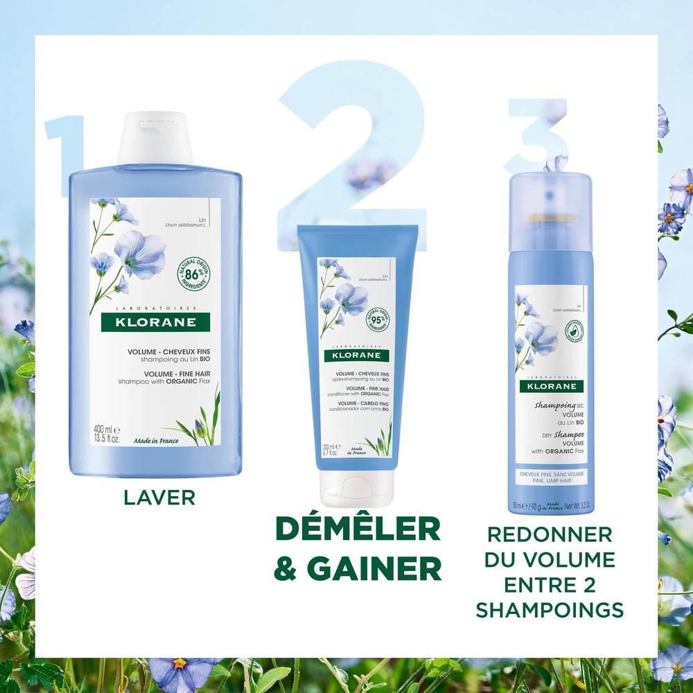Klorane Lin - Soin Après-shampoing volume aux fi bres de Lin Après shampoing