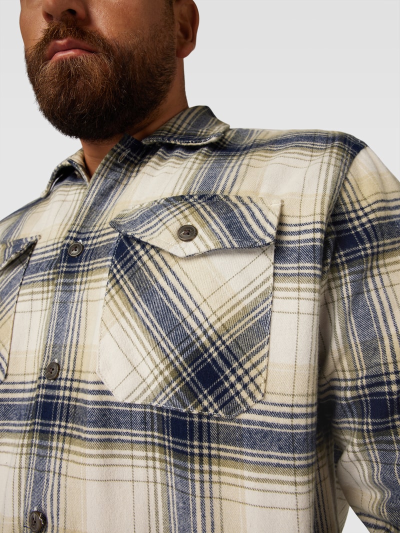 PLUS SIZE Overshirt mit Brusttaschen Modell 'EDDIE' in beige
