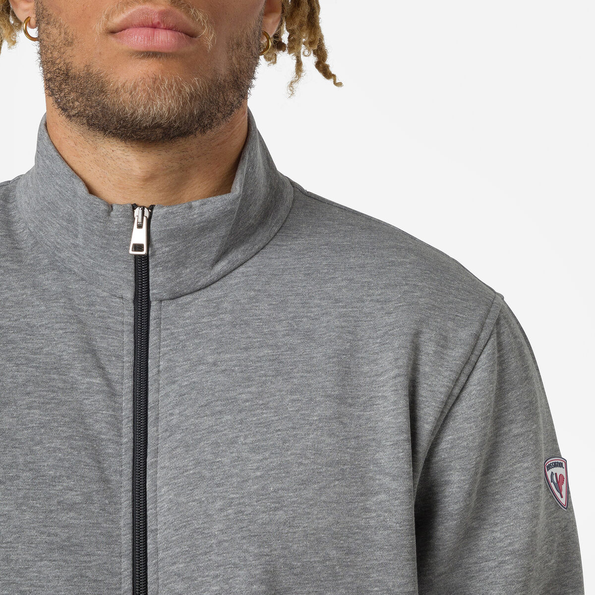 Herrensweatshirt aus Baumwolle mit Logo und durchgehendem Reißverschluss