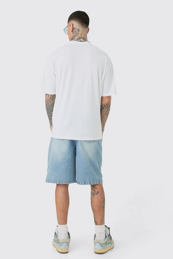 Tall Oversize Worldwide T-Shirt mit Alder-Print in Weiß