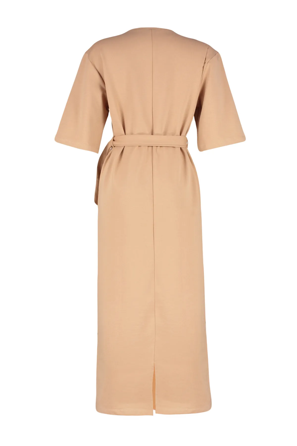 Trendyol Modest  Beiges ungefüttertes, schlichtes 2-fädiges Hijab-Kleid aus Strick TCTSS24EB00108
