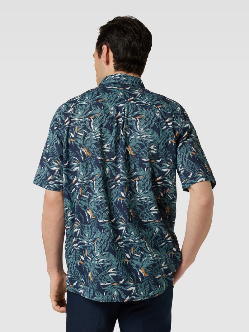 Freizeithemd mit Allover-Print in marineblau