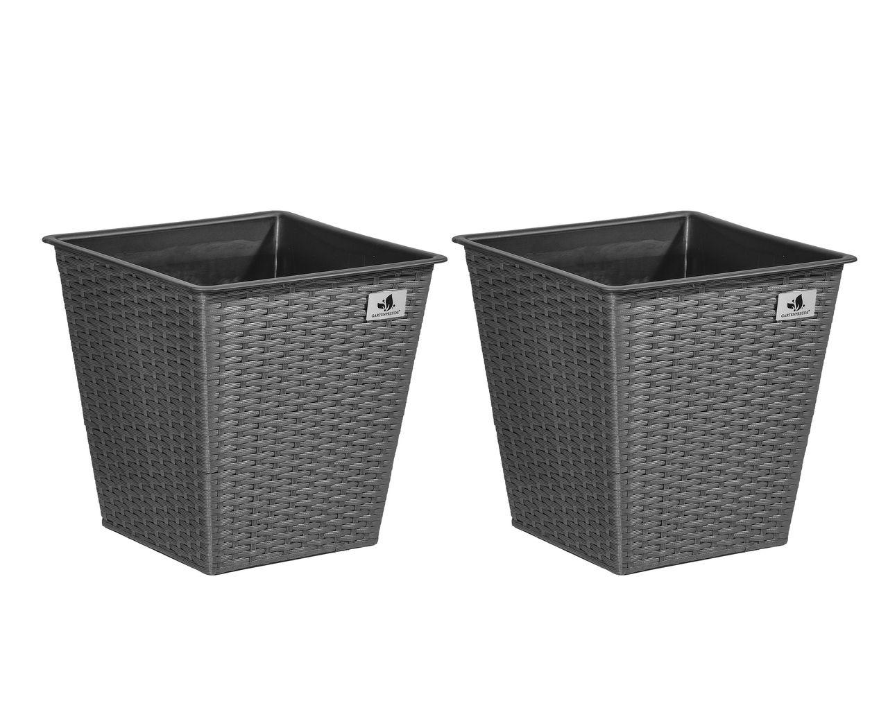 Weles Pflanzkübel aus Polyrattan 2er Set 32 x 32 x 32 cm, grau
