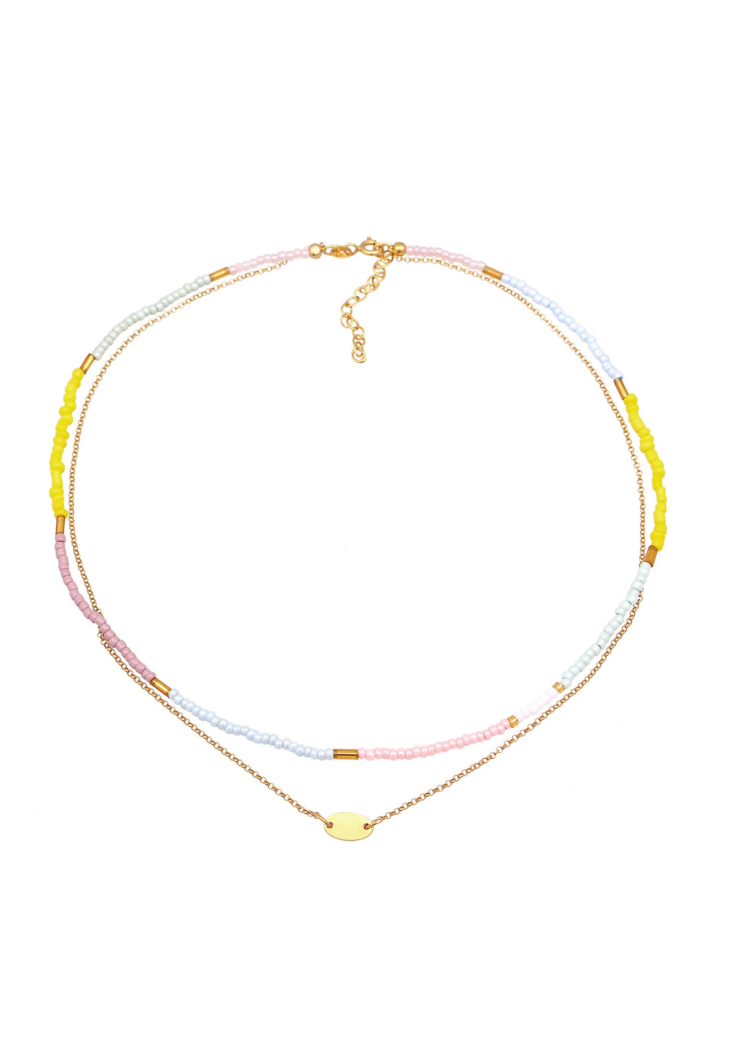 Collana girocollo da donna Elli con perle pastello a strati in argento sterling 925 placcato oro