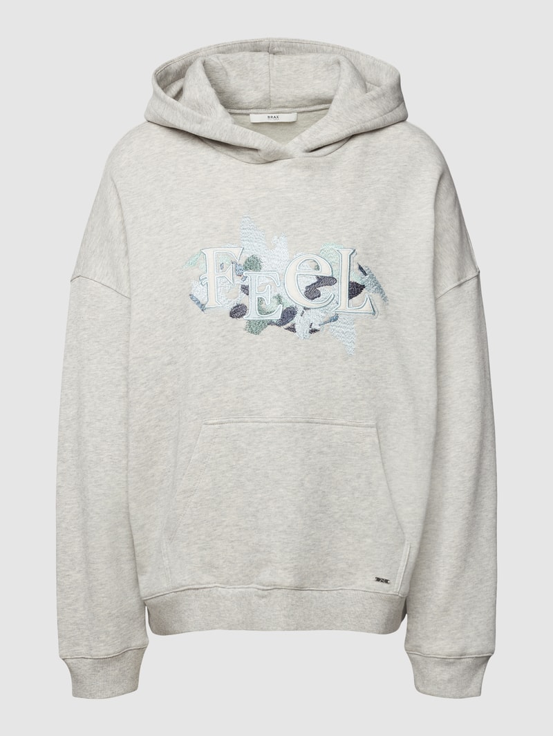 Hoodie mit Motiv-Stitching Modell 'STYLE.BENA' in mittelgrau